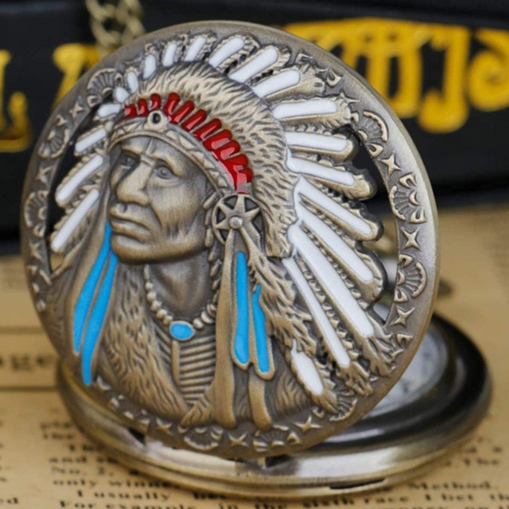 Native American pocket watch.  OTHER Native American watches and buckles avail.